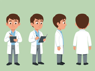 Fototapeta premium Cartoon Doctor Character Set.