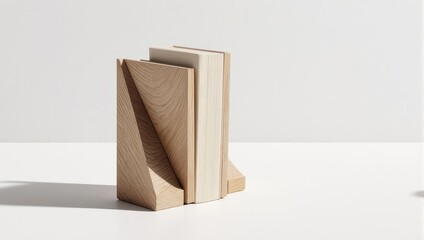 Minimalist Book Display - Neutral Tones and Geometric Bookend.