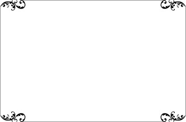 Elegant Black Vintage Frame Border with Swirl Corners. 1546