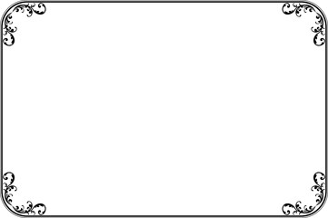 Elegant Black Vintage Frame Border with Swirl Corners. 1547