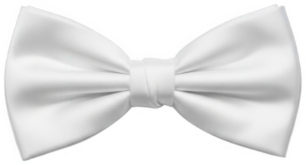 White satin bow tie isolated on transparent background for formal wear accessory