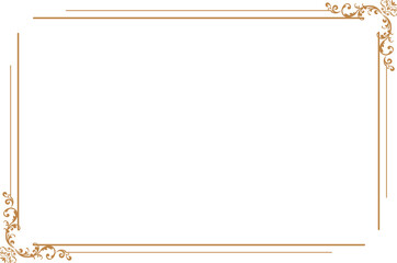 Elegant Gold Vintage Frame Border with Swirl Corners. 1552