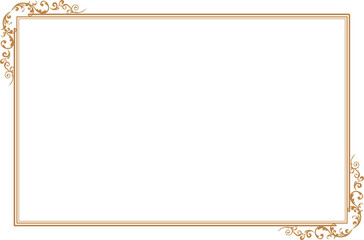 Elegant Gold Vintage Frame Border with Swirl Corners. 1554