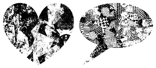 broken heart and speech bubble vector