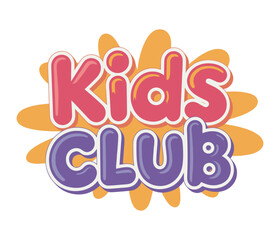 Playful kids text logo with yellow starburst background for children brand