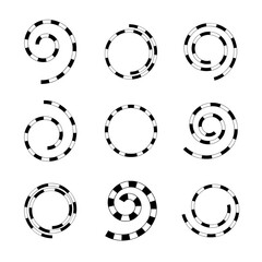 Set of Abstract Spiral Icons. Stripped Design Elements.