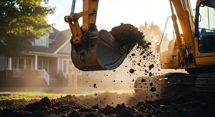Excavator Digging Soil at a Construction Site