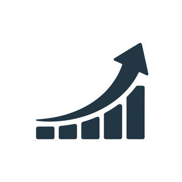 Dark blue upward trend graph icon representing growth and progress