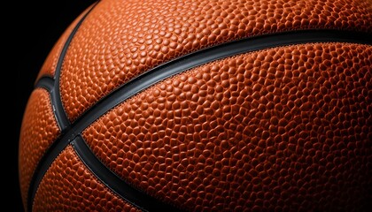 Fototapeta premium Close-Up of a Basketball on Black Background with Dramatic Lighting