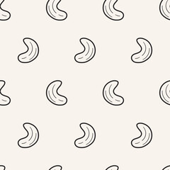 Fototapeta premium Cashew Nut Outline Seamless Pattern Vector Illustration on Gray Background