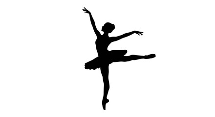 Elegant Ballerina Silhouette Dancer in Classic Ballet Pose Icon