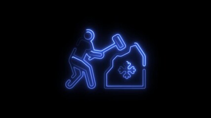 Neon Blue Line Person Planting a Tree in a Bag Environment Conservation Concept neon blue line person planting tree - Powered by Adobe