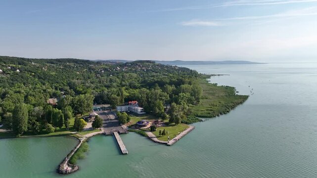 Aerial view of the Hungarian town of Zamardi near Lake Balaton
