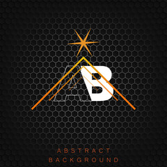 Abstract AB Letter Logo on Honeycomb Texture Background