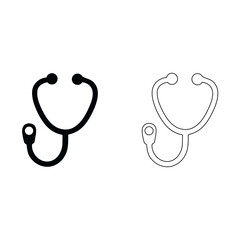 Vector illustration of a pink heart shape with a stethoscope symbol designed as a medical health icon for dental care or a Valentine card