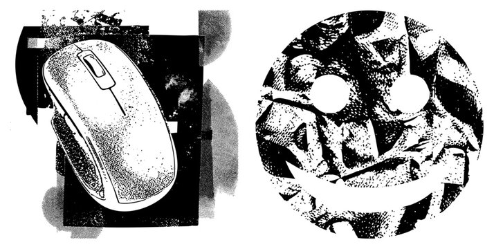 computer mouse and abstract face vector illustration