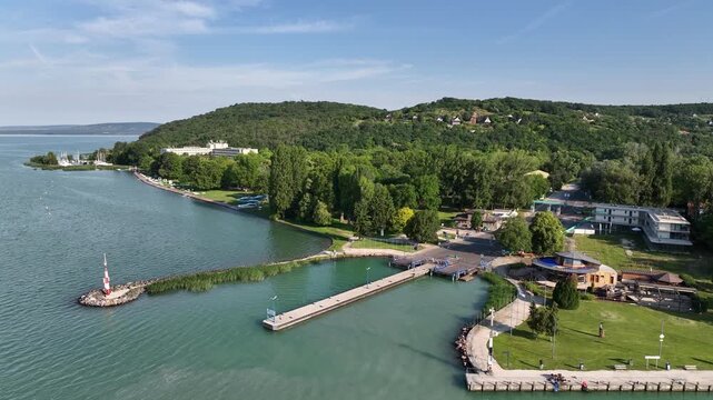 Aerial view of the Hungarian town of Zamardi near Lake Balaton