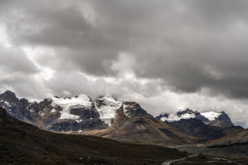 Stone trail leading to Pastoruri Glacier, Huaraz, Peru, amidst rugged mountains