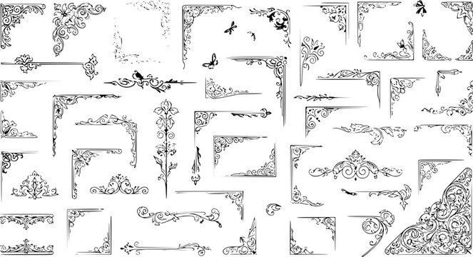 Funeral Ornamental Decorations Vector &ndash; Memorial Design Elements Including Border, Divider, Ribbon, Frame, and Corner Accents
