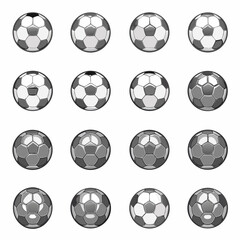 Arrangement of soccer balls in a grid pattern showcasing classic design