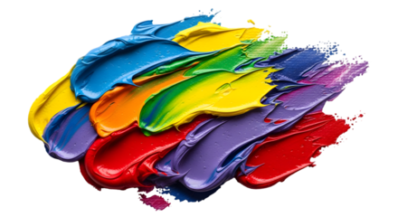 Vibrant Rainbow Acrylic Paint Strokes Swatch Isolated on White Background High Resolution PNG
