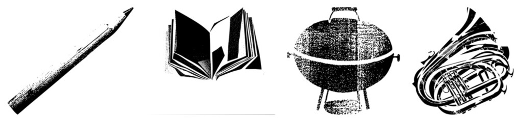 pencil book grill horn vector