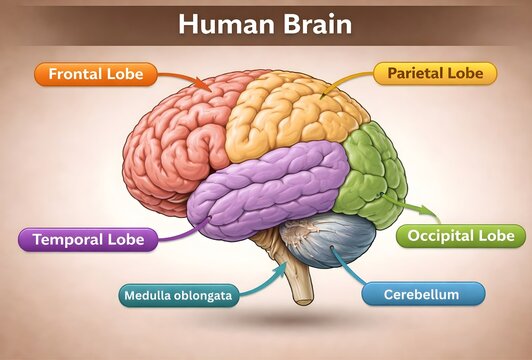 human brain anatomy, major parts of human brain 