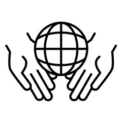 デフォルメされた地球を両手のひらで優しく包むアイコンイラスト