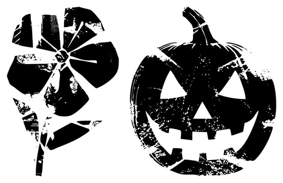 halloween pumpkin and flower vector