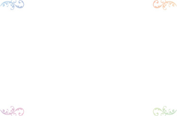 Elegant Colorful Gradient Vintage Frame Border with Swirl Corners. 1561