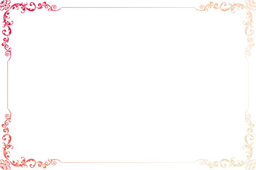 Elegant Colorful Gradient Vintage Frame Border with Swirl Corners. 1563