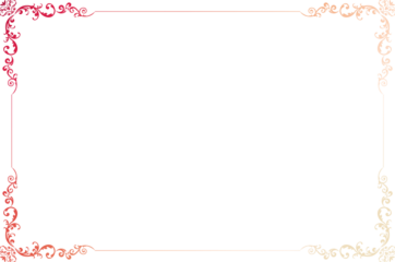 Elegant Colorful Gradient Vintage Frame Border with Swirl Corners. 1563