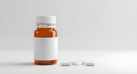 Single Bottle with White Label Isolated on White Background Mockup