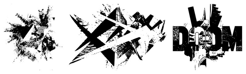 Obraz premium Doom logo variants abstract geometric black white