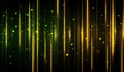 Glowing vertical lines with sparkling particles on dark background, creating dynamic abstract