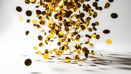 Abstract gold spheres background with bubbles pattern