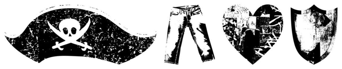 pirate flag jeans heart shield vector