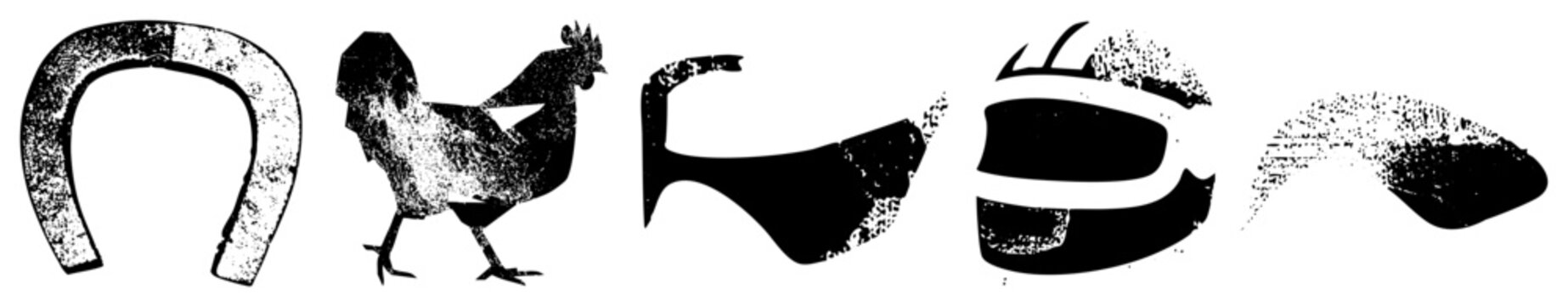 Horseshoe chicken bikini helmet hair vector