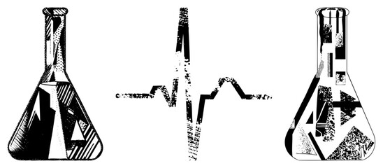 Erlenmeyer flasks with heartbeat