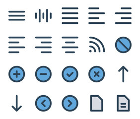 Blue color outline icons set for User interface.