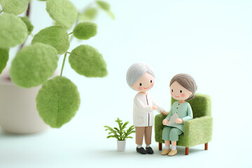 ドクターの説明を安心して聞く患者さんの診察風景（3D）／まみおデザイン医療シリーズ
