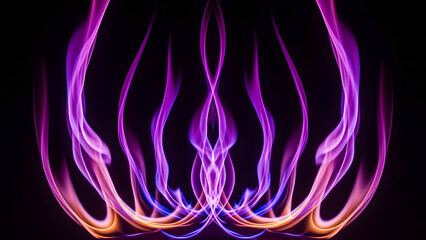 Vibrant purple and orange light trails in dark background