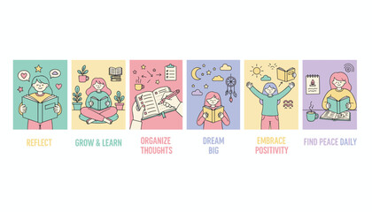 Daily habits for selfcare and personal growth reflect learn plan dream embrace positivity and find peace