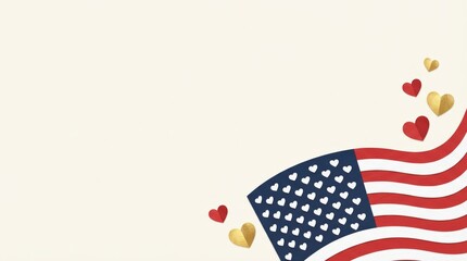 Obraz premium Celebrating love and unity american flag with hearts digital art emotional design warm background vibrant colors symbolizing patriotism and togetherness