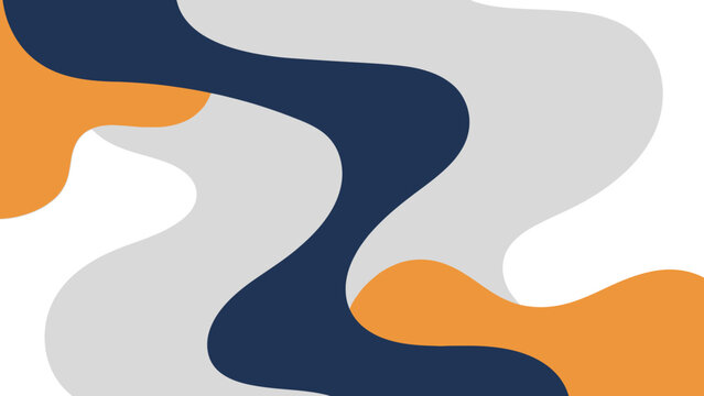 Modern abstract design with wavy lines in navy, orange, and gray