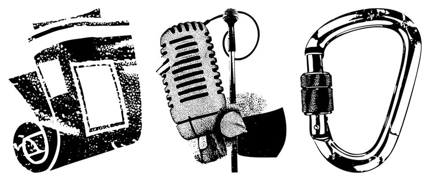 microphone camera carabiner vector