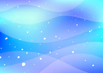 水中で重なる波と泡、光の粒の背景イラスト