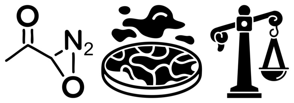 Chemical formula nitrous oxide molecular structure bacterial culture petri dish balance scale