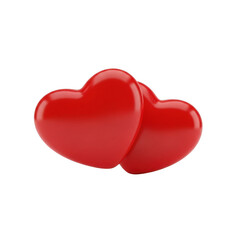 Fototapeta premium Two interlocking red hearts isolated on transparent background