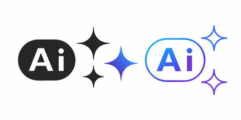 Artificial intelligence icons featuring contrasting dark and light representations